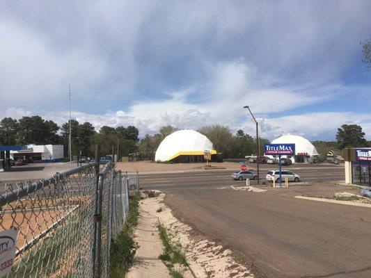 This is from the Show Low Jail and Navajo County Show Low Jail parking lot. Looking back at our Dome office location.