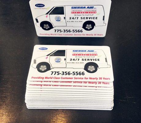 Magnetic Business Cards for Sierra Air Heating and Cooling