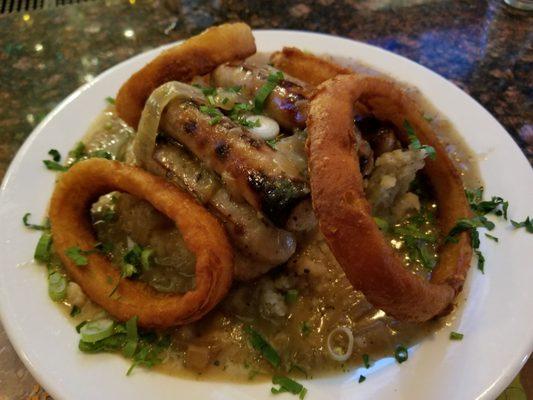 Bangers and Mash,  $16.