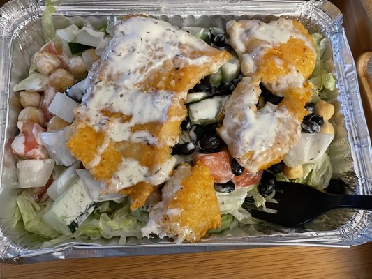 Salad with protein of choice (fish).