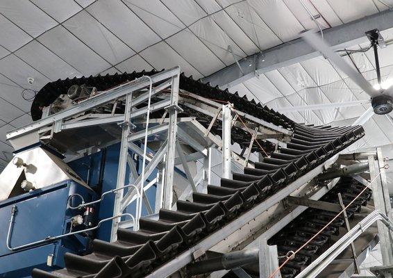 conveyor with horizontal, vertical, and helical paths