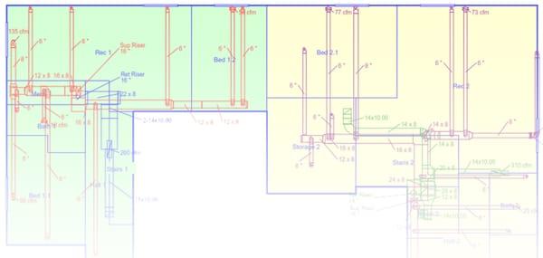 This is a sample of a "Manual D" Duct Design, with a "Trunk and Branch" style of design.