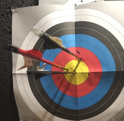 My best shot of the night! You can see how the arrows are pretty torn up here.