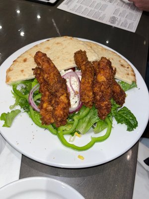 Greek Salad with chicken fingers