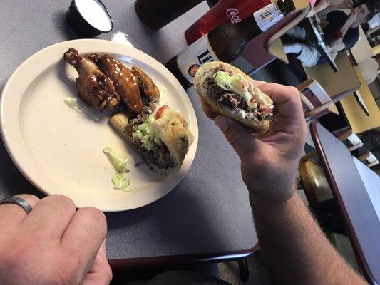 Ribeye wedgie and wings $10 included drinks! New favorite place to eat!