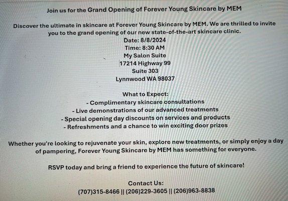 Grand opening info