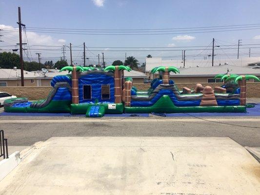 Tropical blue crush obstacle course 68 feet long with four slides !!!