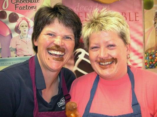 Lucy and Ethel have nothing on these two - Rocky Mountain Chocolate Factory - Ketchum.