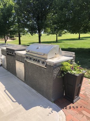 Outdoor grill that was built right outside the outdoor living space