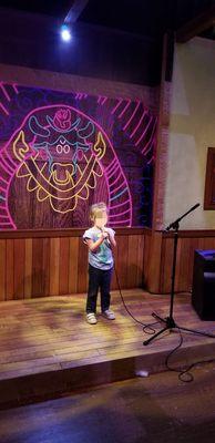 Sing your heart out little one!! Too bad the karaoke is for for kids only! Lol