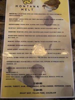 Montana melt @ levity menu