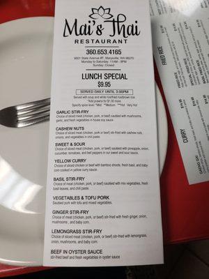 Lunch pt 1 menu