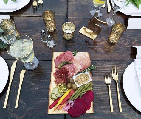 Pre-set charcuterie as guests arrive