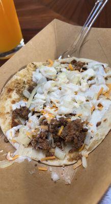 Taco (beef, cheese, sour cream, pico)