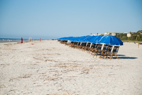 Beach chairs set out and rentable