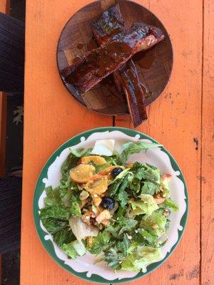 Rib appetizer and summer fruit salad!