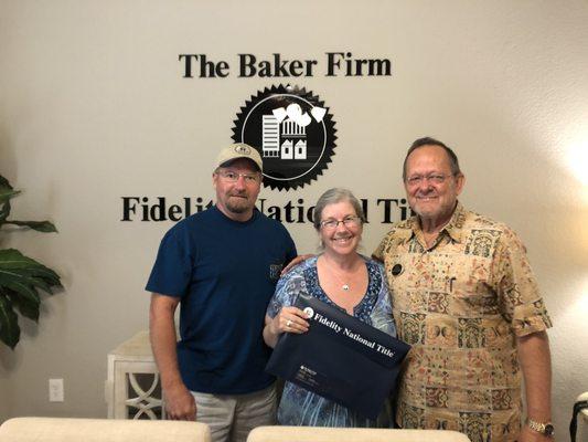 Team Agent David and his clients Bruce and Deb on closing day!