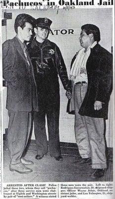 pachucos in oakland jail 1943 after fighting with sailors in old oakland.