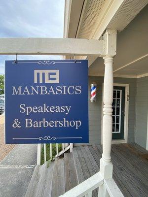 ManBasics SPeakeasy & Barbershop outdoor sign