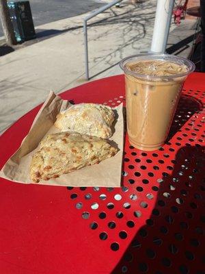 Cheese and Shallot scone, Vanilla Bean Scone, Dirty Chai