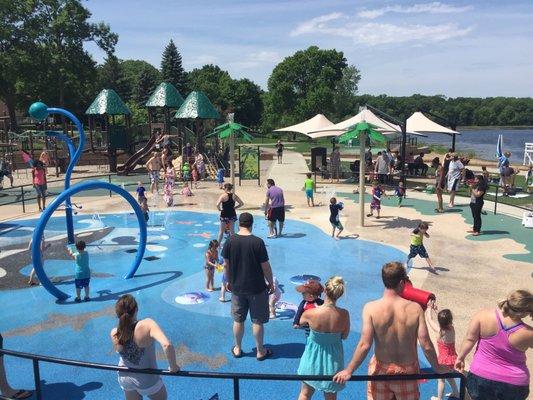 Splash pad/playground on a busy Saturday morning