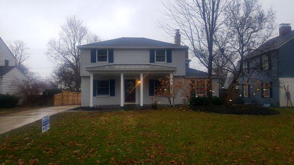 New Fence, Concrete drive and New front porch roof an stamped concrete patio.