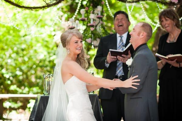 The floral chandelier and arbor draped with crystals... pure elegance.