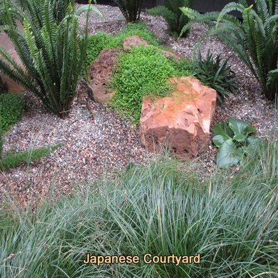 This Courtyard included sculptural rocks and a "floor" of decorative gravel.