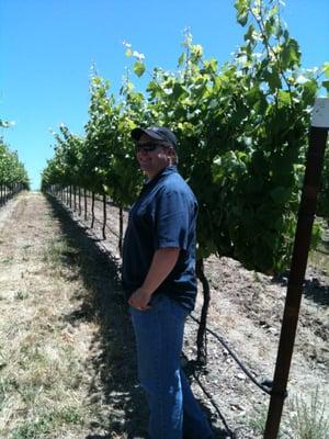 Winemaker David White in the vineyard