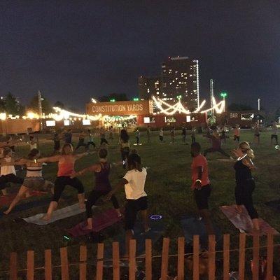 Full moon Yoga at Constitution Yards Beer Garden on the Riverfront in Wilmington, DE