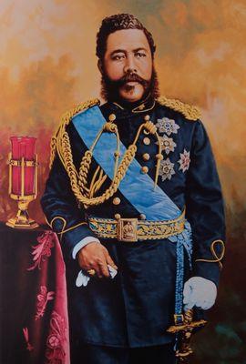 Hawaii's King David Kalakaua reigning from 1874-1891 painted by Kentucky Artist Eric Lon Caldwell who lived and studied art in Honolulu.