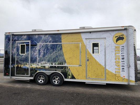 This is their mobile office at the airport to check in