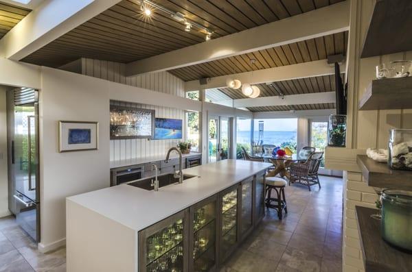 Solid Rock work: Kitchen countertop, with waterfall fabrication and installation.