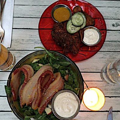 Bacon Salad and Fried Chicken.