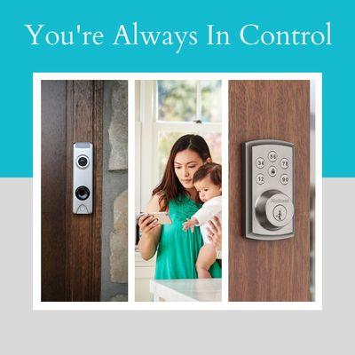 Front door smart lock + Skybell video doorbell camera