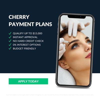 Payment plans available for Microblading and Powder Brows through Cherry.