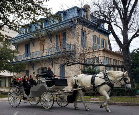 Dennis traveling down Bremond Block.