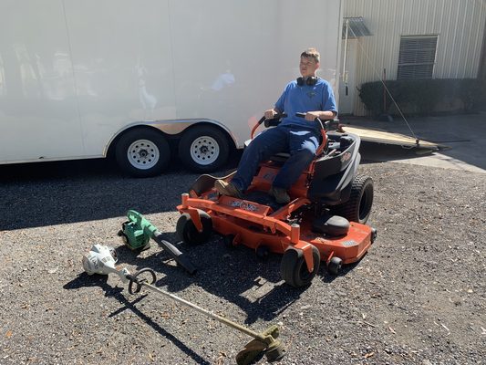 Beginning lawn mowing and lawn maintenance equipment.