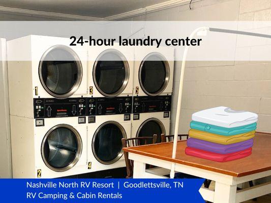 Upgraded laundry room with 24-hour access for our campers!