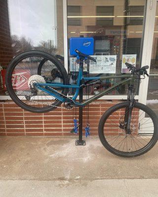 Park Tool stand located in front of the shop