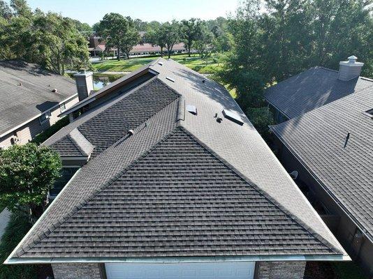 Aerial photo of completed project using GAF HDZ shingles