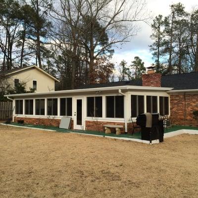 Patio room was completely demolished. A new beautiful 6" insulated roof system, new slider windows and a new door completed t...