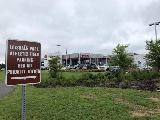 Parking is behind the Toyota store.