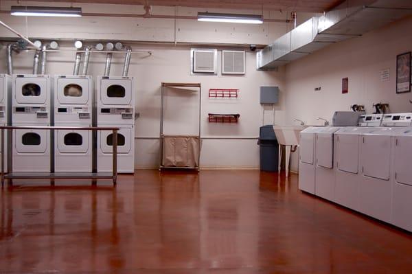 Laundry Room is open 24/7 and has a red leather couch, plasma t.v., vending machines, and you don't have to worry about quarters