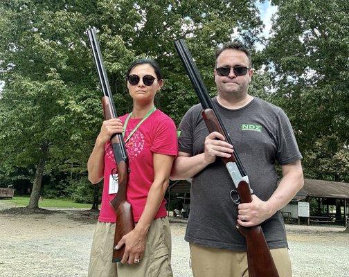 My wife and I after a round.