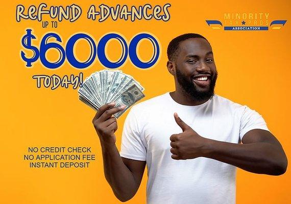 CASH ADVANCE
Need money today? Call me and I can get you a $6000 Tax Advance in less than 15 mins. No Credit check or app fee. Text or Call