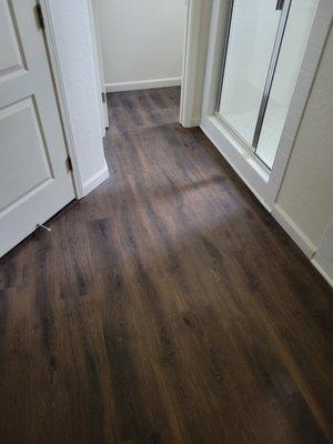 Master bathroom, formerly cheap linoleum and CARPET