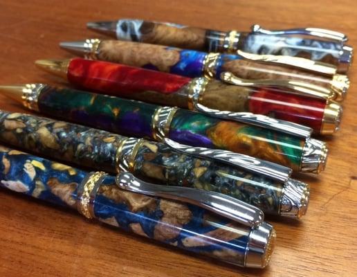 Beautiful pens made with Hawaii Koa wood and other exotic hardwoods.