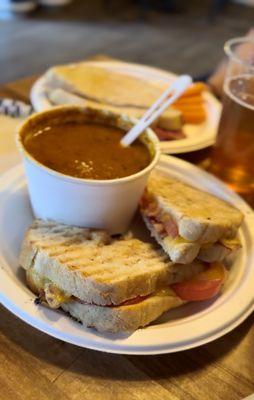 Soup and sandwich combo.