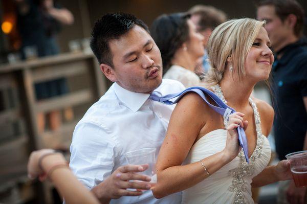 Fun dancing at a Rock Creek Ranch wedding.